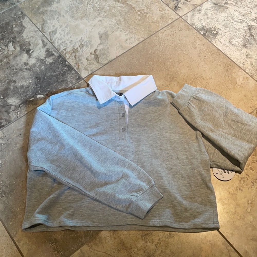 Crop collared sweatshirt